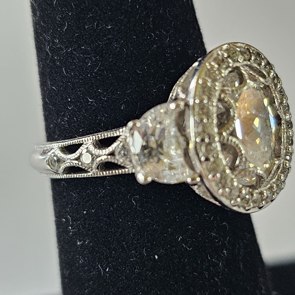 Antique Style Tacori IV Diamonique Epiphany Platinum Clad 925 Ring Size 5.5 - Picture 4 of 16